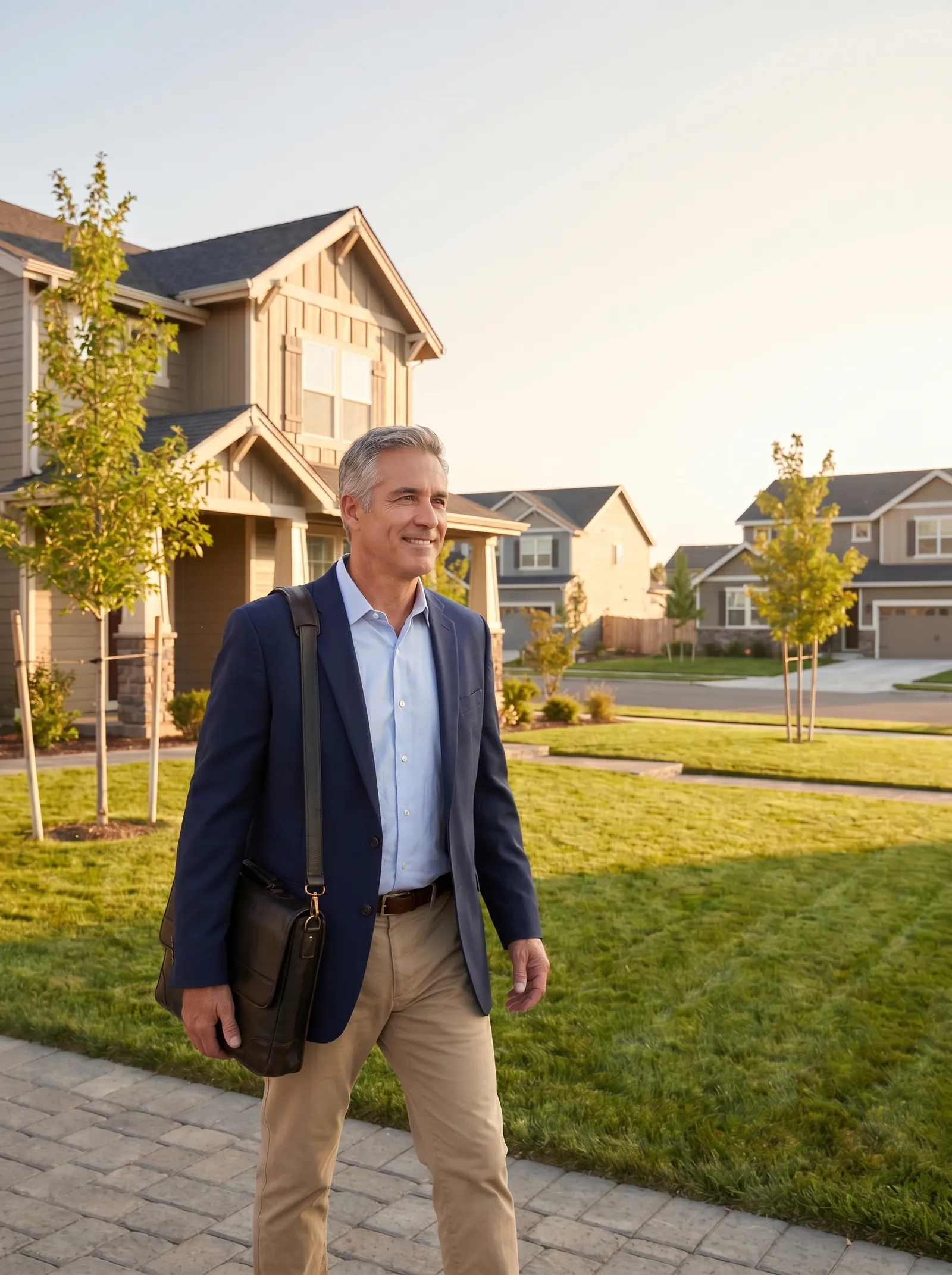 Mobile notary arriving to serve a client in a Natomas neighborhood in Sacramento, CA